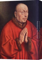 Donors Canvas Paintings - The Ghent Altarpiece The Donor [detail] by Jan van Eyck